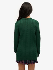 Superdry Green Oversized 100% Cotton Classic Cable Knit Crew Jumper - Image 2 of 5