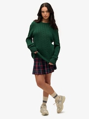 Superdry Green Oversized 100% Cotton Classic Cable Knit Crew Jumper - Image 3 of 5