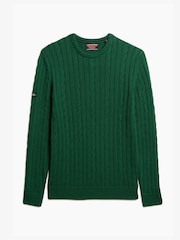Superdry Green Oversized 100% Cotton Classic Cable Knit Crew Jumper - Image 5 of 5