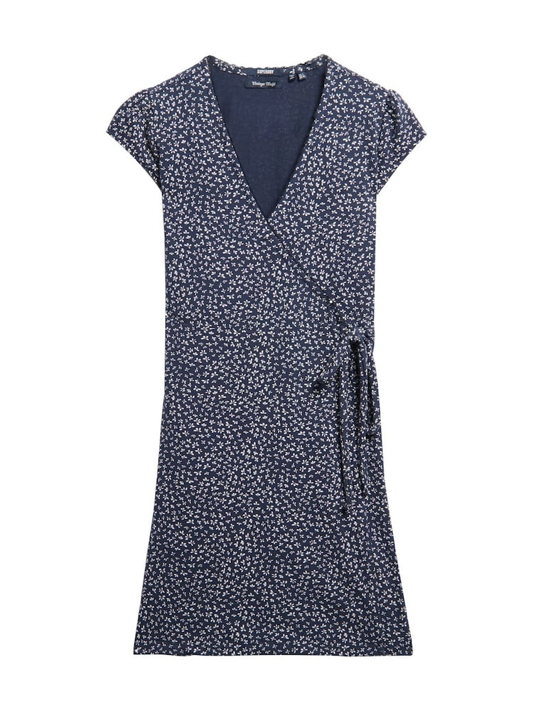 Superdry Blue Athletic Essentials Wrap Dress - Image 6 of 7