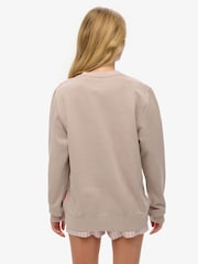 Superdry Nude Oversized Micro Logo Crew Sweatshirt - Image 2 of 5