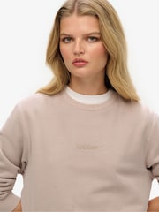 Superdry Nude Oversized Micro Logo Crew Sweatshirt - Image 4 of 5