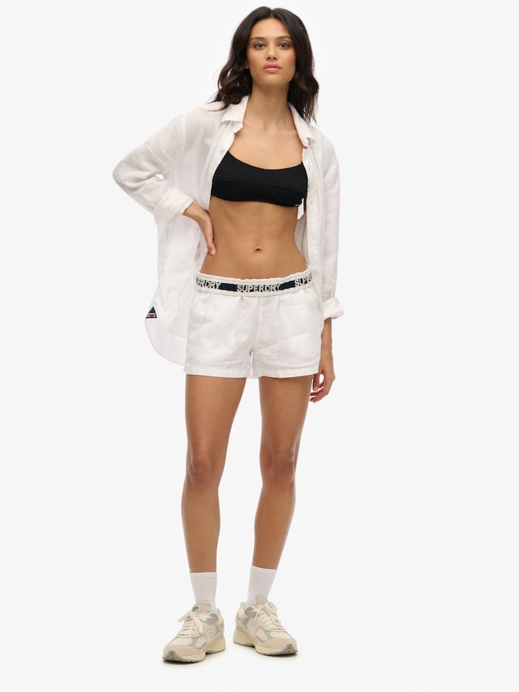 Superdry White 100% Linen Shorts - Image 1 of 8