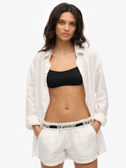 Superdry White 100% Linen Shorts - Image 4 of 8