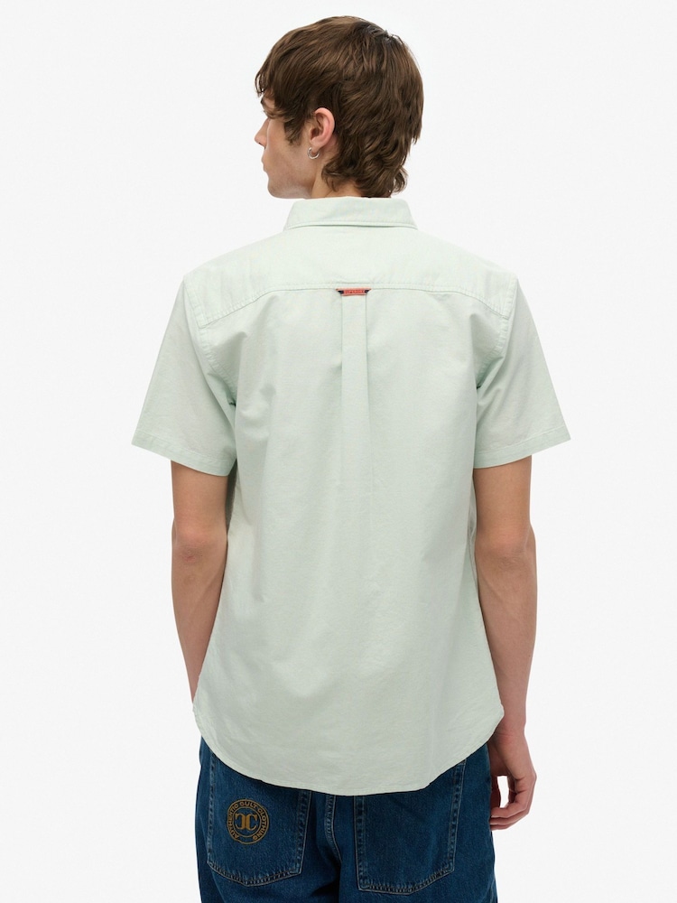 Superdry Green Oxford Short Sleeve Shirt - Image 2 of 4