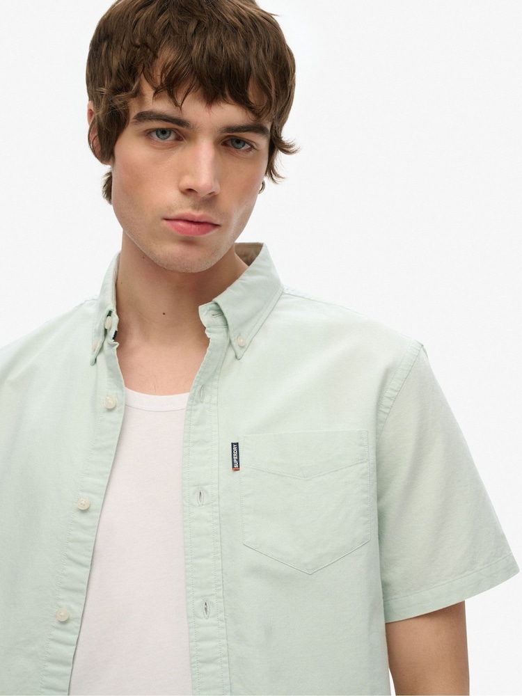 Superdry Green Oxford Short Sleeve Shirt - Image 4 of 4