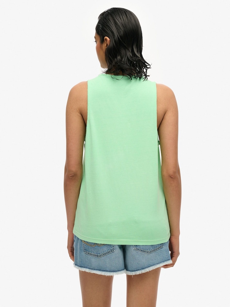 Superdry Green Psych Surf Graphic Racer 100% Cotton Vest Top - Image 2 of 6