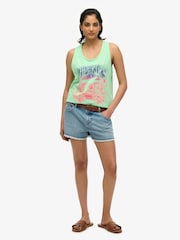 Superdry Green Psych Surf Graphic Racer 100% Cotton Vest Top - Image 3 of 6