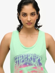 Superdry Green Psych Surf Graphic Racer 100% Cotton Vest Top - Image 4 of 6