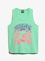 Superdry Green Psych Surf Graphic Racer 100% Cotton Vest Top - Image 5 of 6
