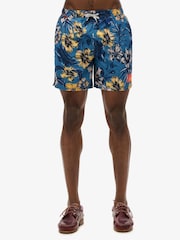 Superdry Dark Blue Hawaiian Print 17 Swim Shorts - Image 1 of 1