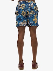 Superdry Dark Blue Hawaiian Print 17 Swim Shorts - Image 2 of 8