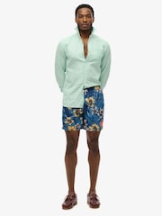 Superdry Dark Blue Hawaiian Print 17 Swim Shorts - Image 4 of 8