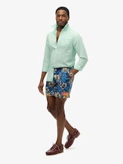 Superdry Dark Blue Hawaiian Print 17 Swim Shorts - Image 6 of 8