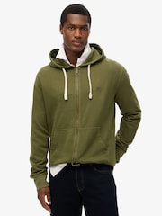 Superdry Green Classic Essential Zip 100% Cottton Hoodie - Image 1 of 6