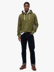 Superdry Green Classic Essential Zip 100% Cottton Hoodie - Image 4 of 6