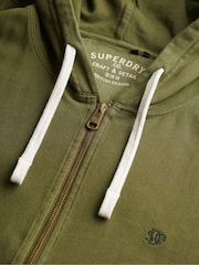 Superdry Green Classic Essential Zip 100% Cottton Hoodie - Image 6 of 6