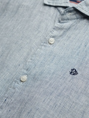 Superdry Blue Embroidered Vacation 100% Linen Shirt - Image 6 of 6
