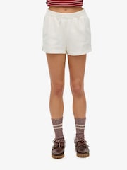 Superdry White Athletic Tonal Embroidered 100% Cotton Shorts - Image 1 of 7
