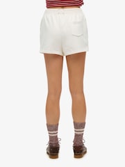 Superdry White Athletic Tonal Embroidered 100% Cotton Shorts - Image 2 of 7