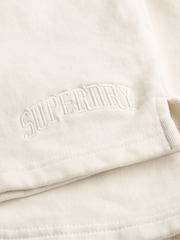 Superdry White Athletic Tonal Embroidered 100% Cotton Shorts - Image 7 of 7