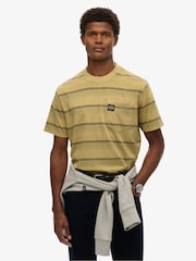 Superdry Yellow Contrast Stripe Pocket 100% Cotton T-Shirt - Image 1 of 6