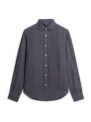 Superdry Grey Oversized Casual 100% Linen Long Sleeve Shirt - Image 5 of 7