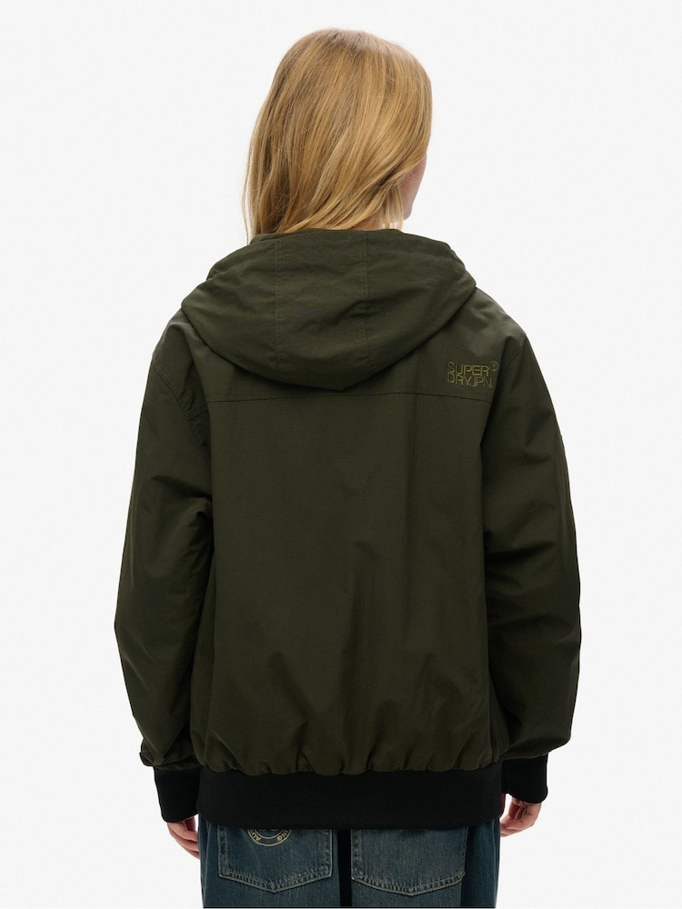 Superdry Green Oversized Nylon Harrington Jacket - Image 2 of 8