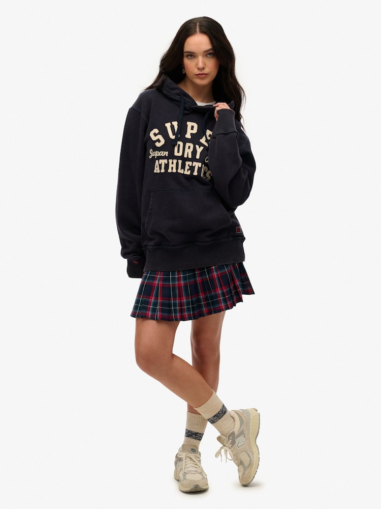 Superdry Blue Oversized Vintage Athletic 100% Cottton Hoodie - Image 3 of 7