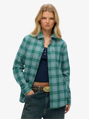 Superdry Blue Oversized 100% Cotton Vintage Check Shirt - Image 1 of 7