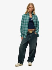 Superdry Blue Oversized 100% Cotton Vintage Check Shirt - Image 3 of 7