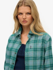 Superdry Blue Oversized 100% Cotton Vintage Check Shirt - Image 4 of 7