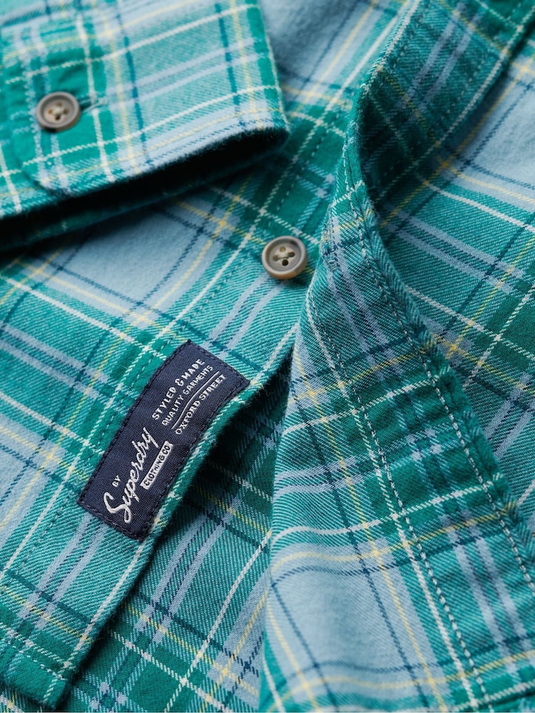 Superdry Blue Oversized 100% Cotton Vintage Check Shirt - Image 7 of 7
