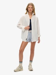 Superdry White Oversized Casual 100% Cotton Long Sleeve Shirt - Image 1 of 7