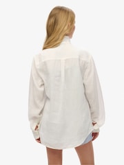 Superdry White Oversized Casual 100% Cotton Long Sleeve Shirt - Image 2 of 7