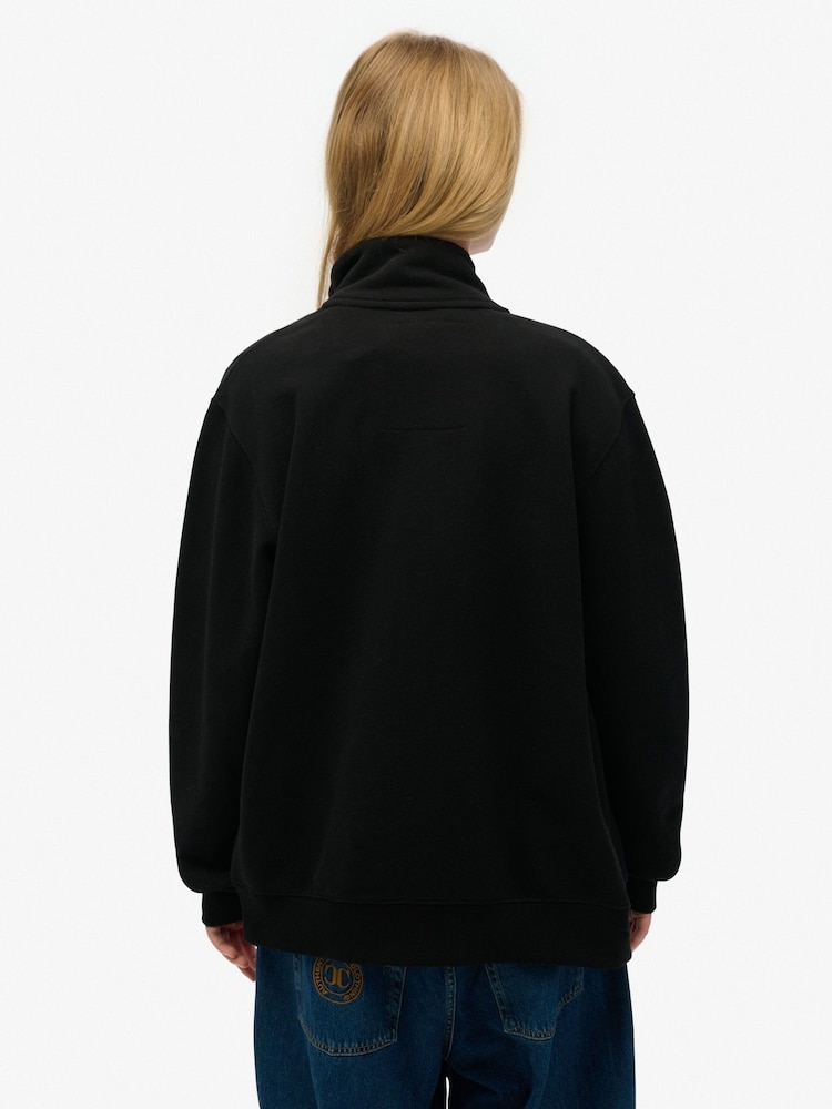Superdry Black Oversized Essential Logo Track Jacket - Image 2 of 6