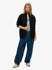 Superdry Black Oversized Essential Logo Track Jacket - Image 3 of 6