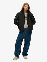 Superdry Black Oversized 100% Cotton City Harrington Jacket - Image 3 of 6