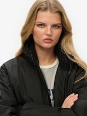 Superdry Black Oversized 100% Cotton City Harrington Jacket - Image 4 of 6