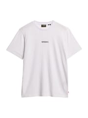 Superdry White Oversized Micro Logo 100% Cotton T-Shirt - Image 2 of 3