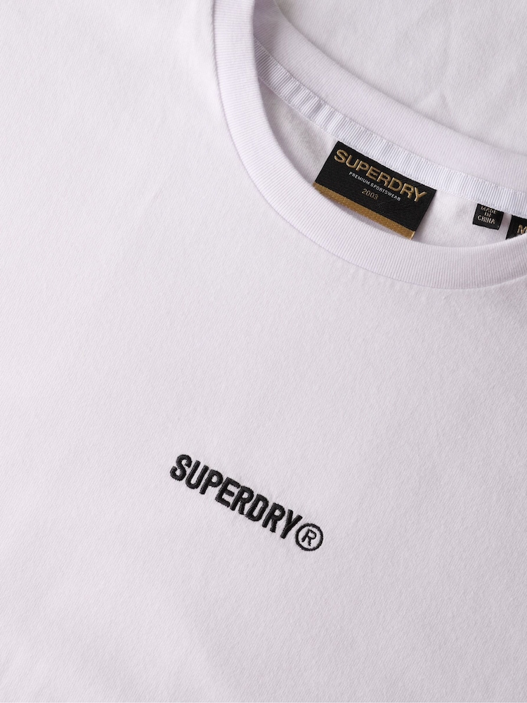 Superdry White Oversized Micro Logo 100% Cotton T-Shirt - Image 3 of 3