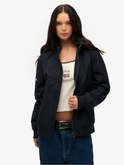 Superdry Blue Oversized Nylon Harrington Jacket - Image 1 of 6