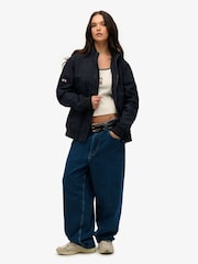 Superdry Blue Oversized Nylon Harrington Jacket - Image 3 of 6