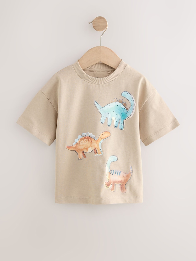 Stone Dinosaurs 100% Cotton Short Sleeve Graphic Print T-Shirt (3mths-8yrs) - Image 1 of 4