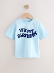 Blue Birthday Short Sleeve Graphic Print T-Shirt (3mths-7yrs) - Image 1 of 4