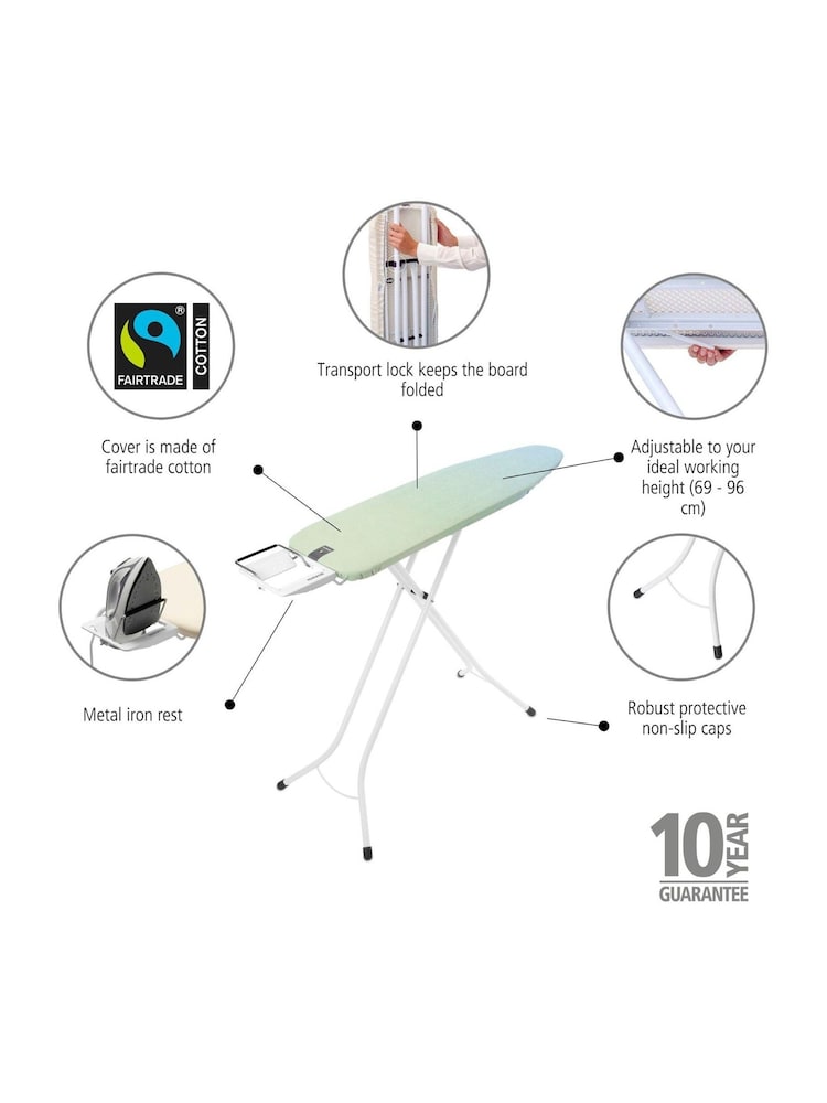 Brabantia Soothing Sea Ironing Board Size A with Steam Iron Rest - Image 2 of 6 Brabantia Soothing Sea Ironing Board Size A with Steam Iron Rest - Image 2 of 6