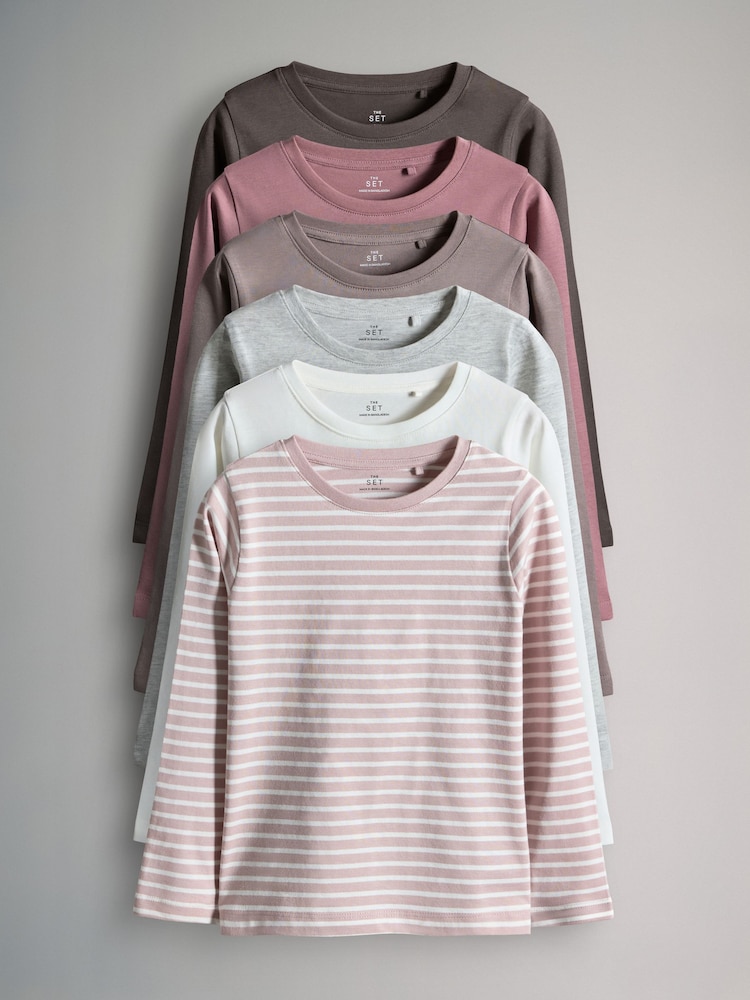 The Set Multi 6 Pack Regular Long Sleeve T-Shirts - Image 2 of 16 The Set Multi 6 Pack Regular Long Sleeve T-Shirts - Image 2 of 16