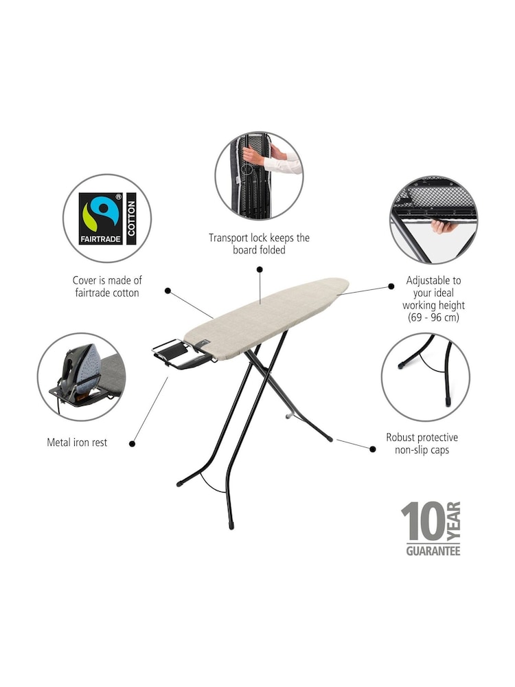 Brabantia Denim Grey Ironing Board Size A with Steam Iron Rest - Image 2 of 6
