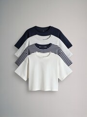 The Set Blue/Grey 4 Pack Heavy Weight Skater T-Shirts - Image 1 of 7