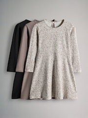 The Set Black/Grey 3 Pack Long Sleeve Skater Dresses - Image 2 of 6